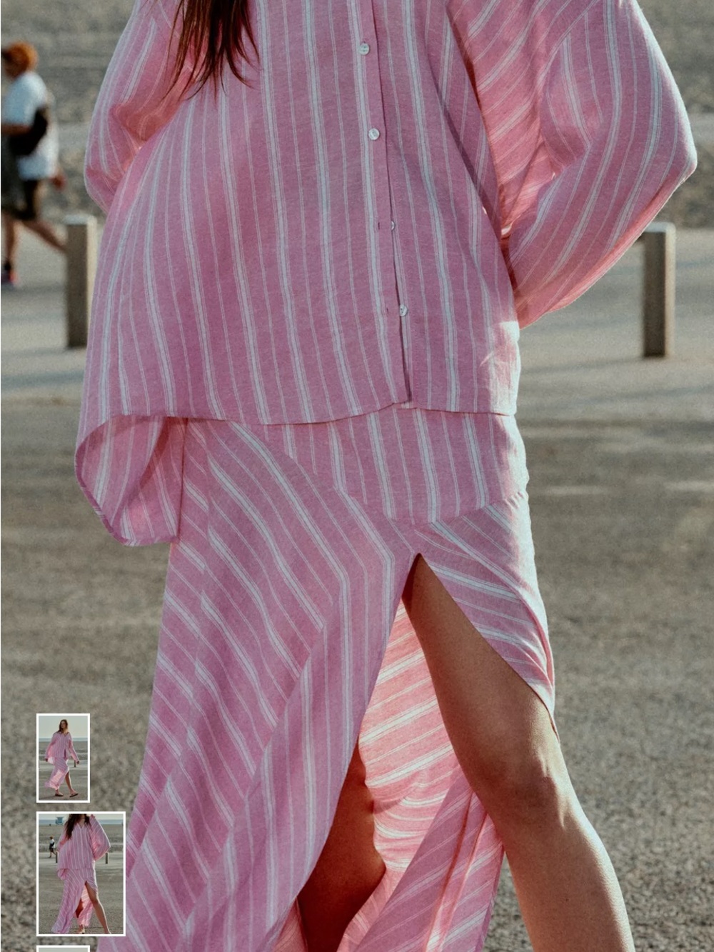 Zara Pink White Striped Button-Down Linen Shirt Relaxed Fit Small NWT - Picture 11 of 16